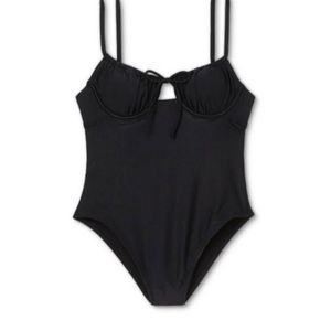 Swimsuit black shirred one piece XS juniors NWT